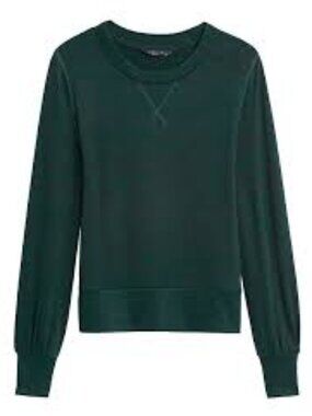 EUC! | Banana Republic Luxespun Balloon-Sleeve  Top | Green/Black | Size Large